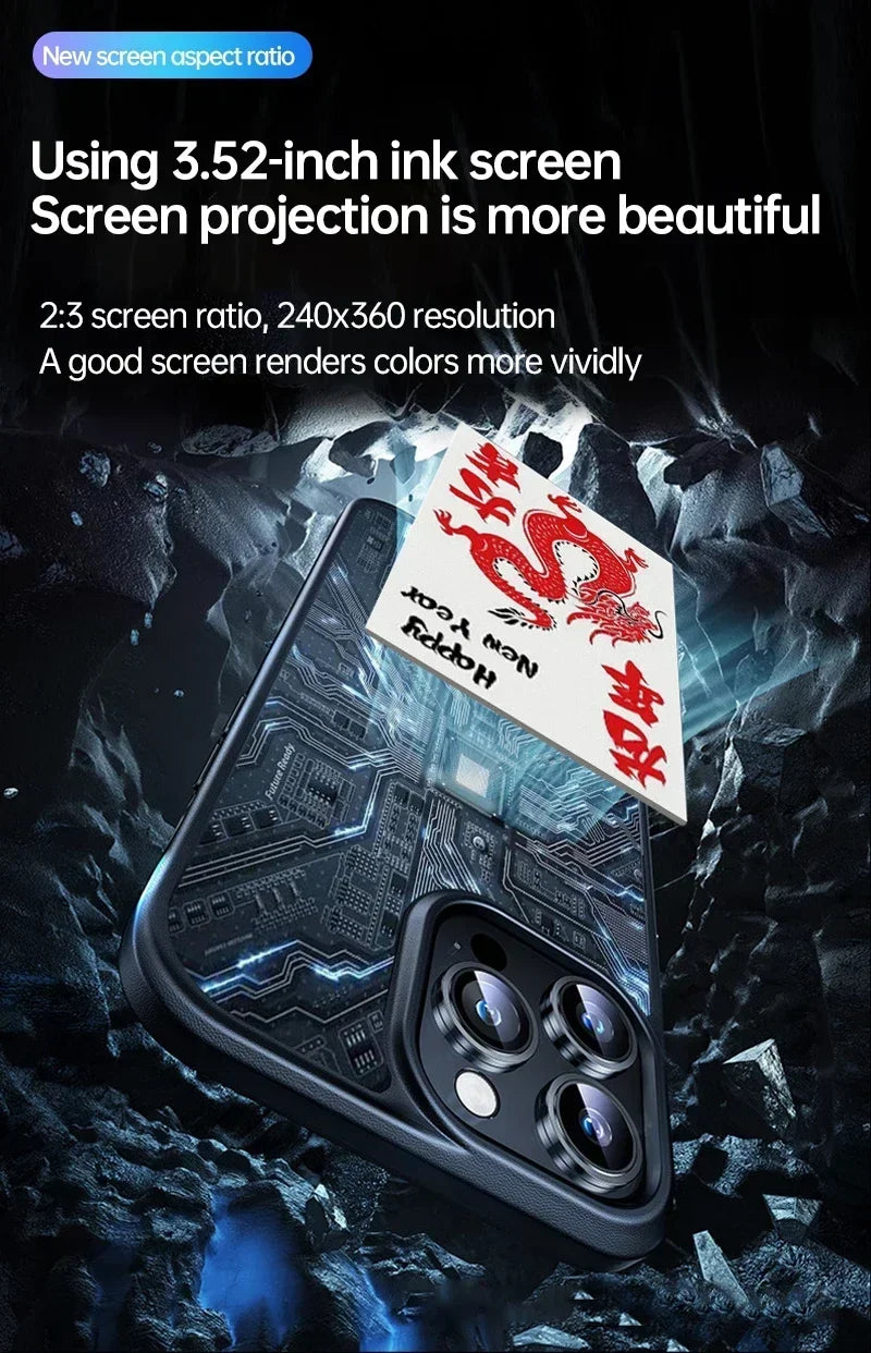 Eink Screen Smart NFC Refesh Phone Case for IPhone 16 15 14 13 Pro Max DIY Eink Back Display Protection Case Battery Free